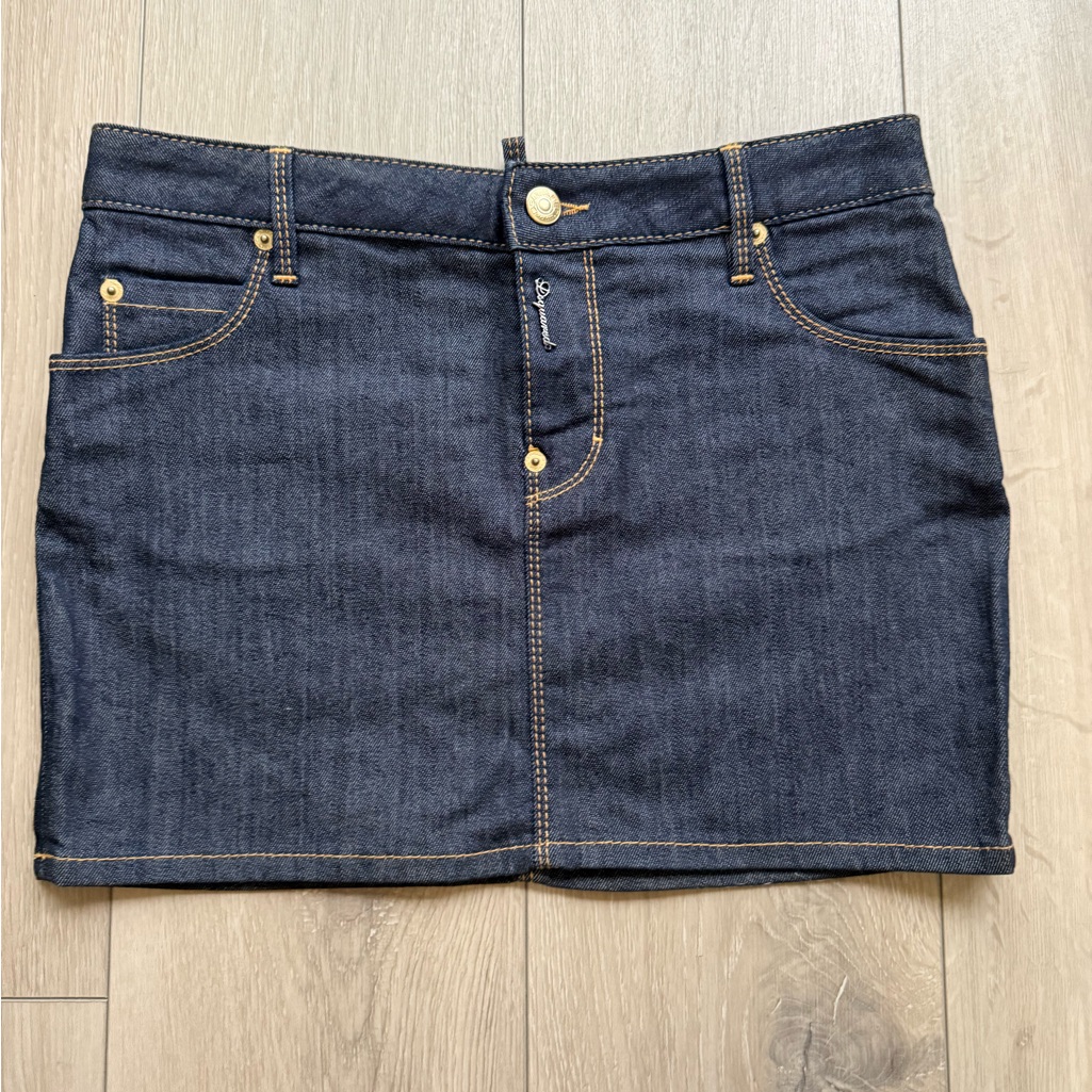 Dsquared2 Dark Blue Mini Skirt With Gold Accents. Size Italian 40. Very Good Co